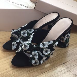 NEW Loeffler Randall Coco Embroidered Suede Mule